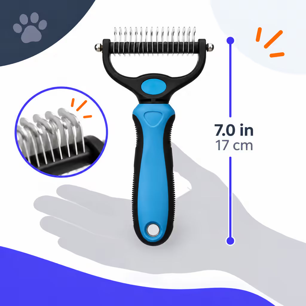 Tuftly Pet Deshedding Tool for Thick Double Coats
