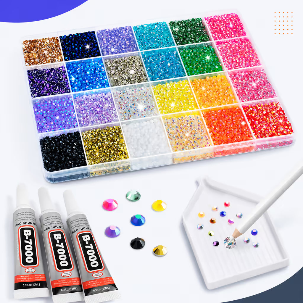 GemGlam™ 24-Color 3mm Resin Rhinestone Gem Craft Kit