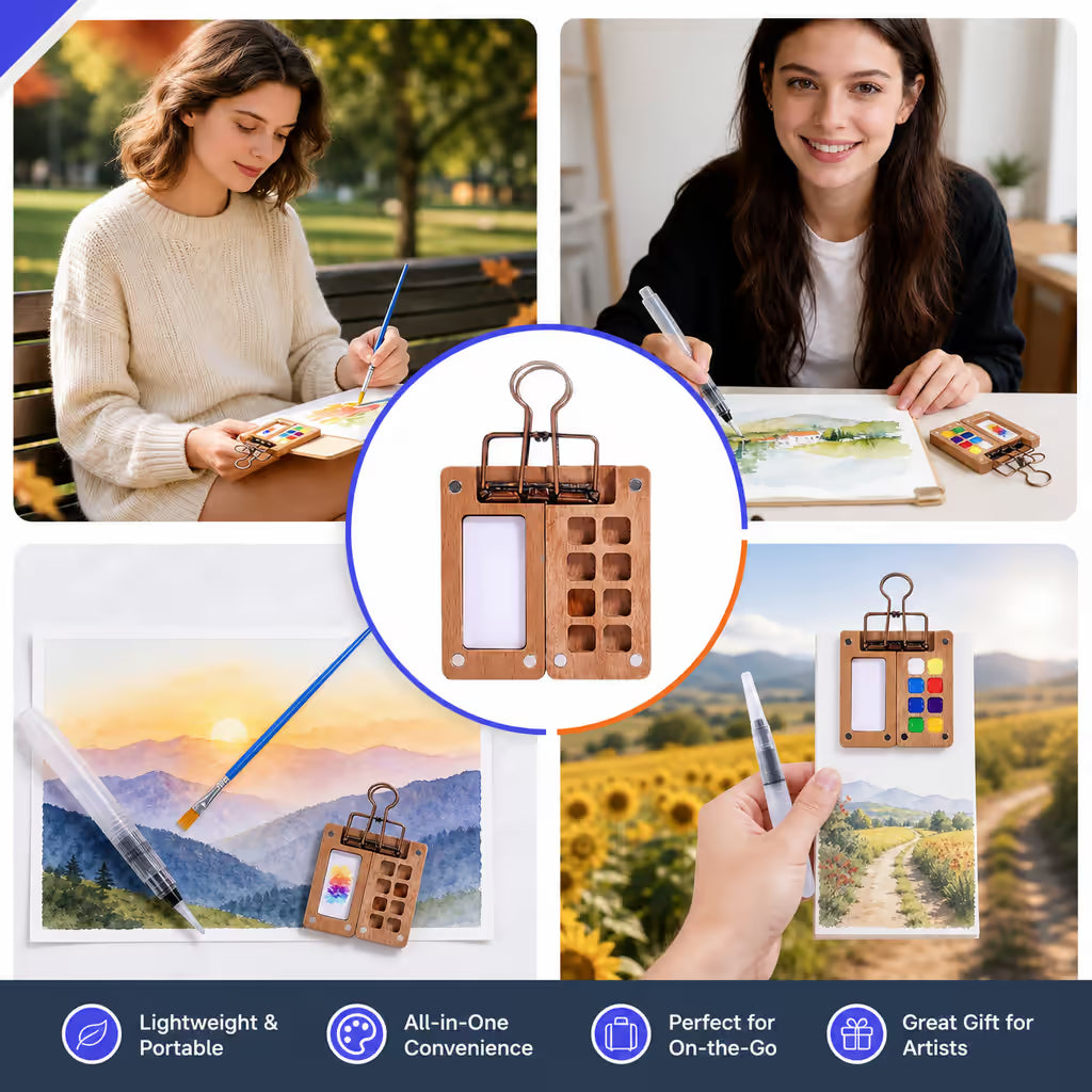 CanvasGo™ Portable Artist Watercolor Travel Set with Palette