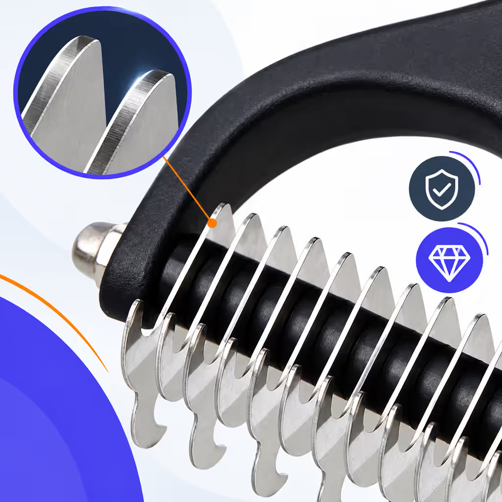 Tuftly Pet Deshedding Tool for Thick Double Coats