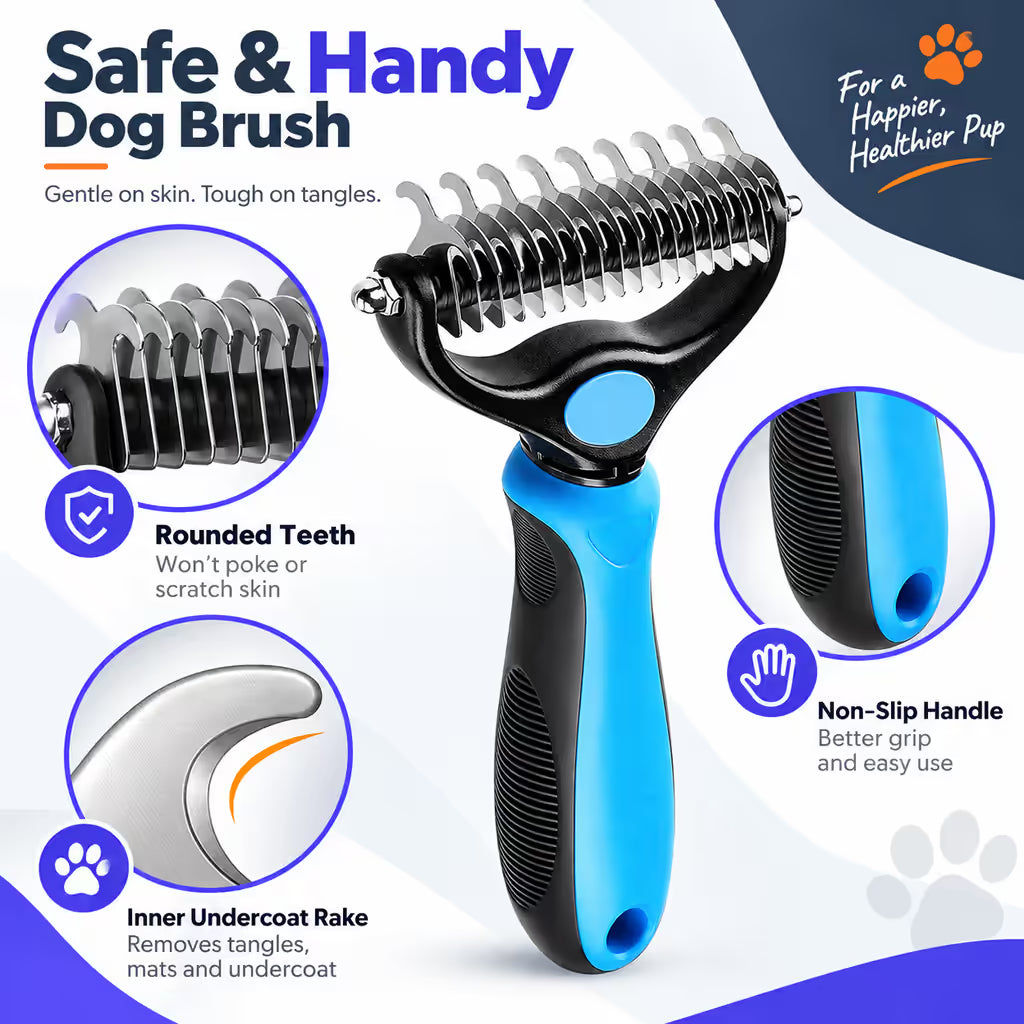 Tuftly Pet Deshedding Tool for Thick Double Coats
