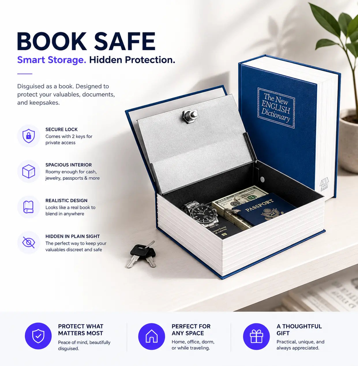 BookSafe™ Hidden Dictionary Book Safe with Key Lock